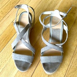 OYSHO gray suede wedge shoes, size EU 39